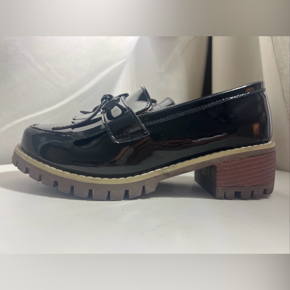 Women’s‎ Goth Dadawen Shiny Black Loafer With Chunky Heel Size 10 (41) Gothcore
